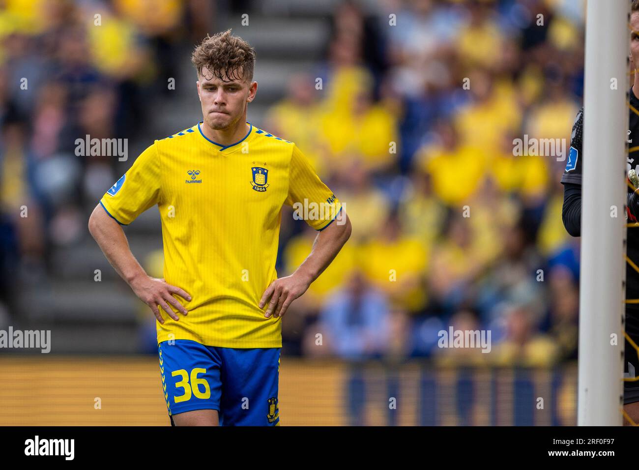 Broendby, Dänemark. 30. Juli 2023. Mathias Kvistgaarden (36) aus Broendby, GESEHEN während des 3F. Superliga-Spiels zwischen Broendby IF und Odense BK im Broendby Stadion in Broendby. (Foto: Gonzales Photo/Alamy Live News Stockfoto