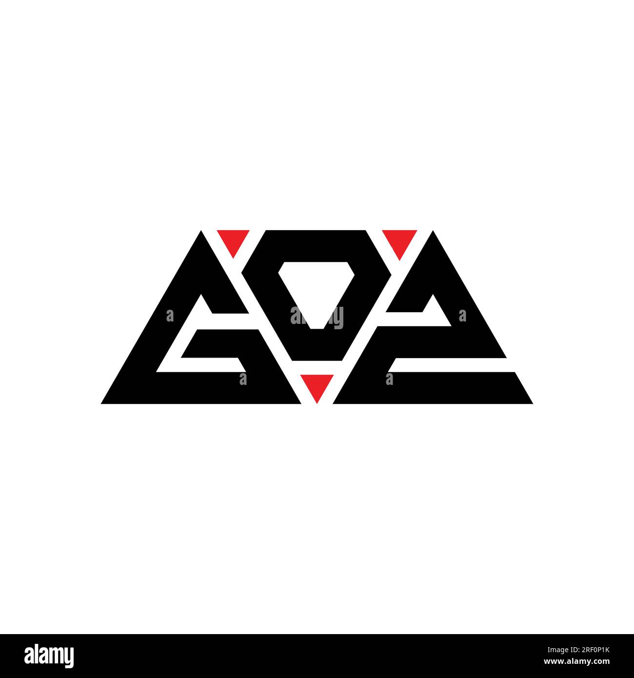 GOZ-Logo mit Dreiecksbuchstaben und Dreiecksform. GOZ-Dreieck-Logo-Monogramm. GOZ-Dreieck-Vektor-Logo-Vorlage mit roter Farbe. GOZ Triangul Stock Vektor