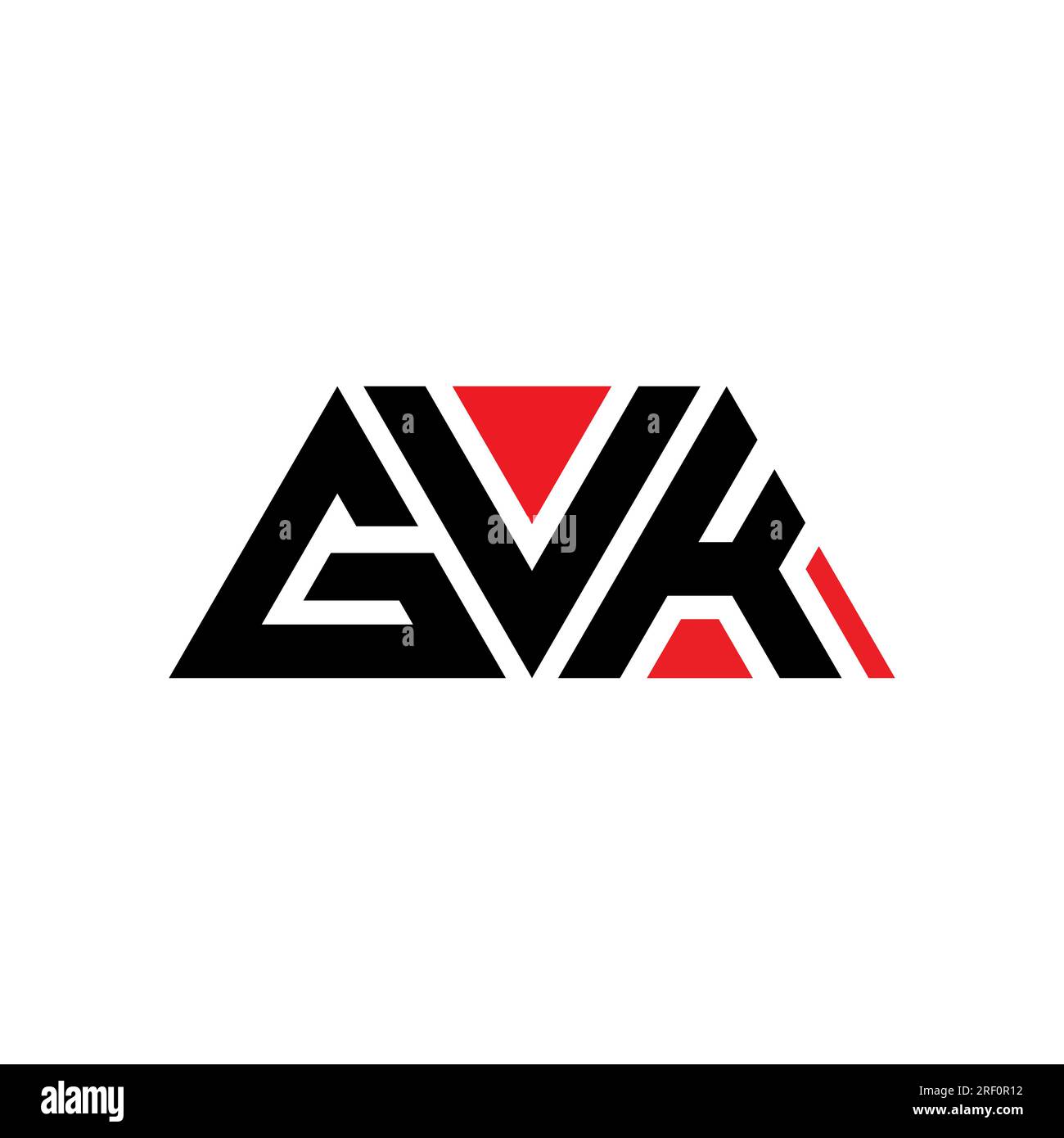 GVK-Logo mit Dreiecksbuchstaben und Dreiecksform. GVK-Dreieck-Logo-Monogramm. GVK-dreieckige Vektor-Logo-Vorlage mit roter Farbe. GVK Triangul Stock Vektor