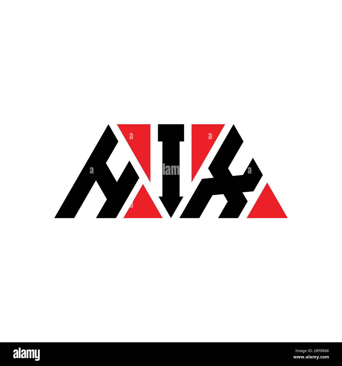 Logo mit Dreiecksbuchstaben und HIX-Form. Monogramm mit HIX-Dreieck-Logo. HIX-Dreieck-Vektor-Logo-Vorlage mit roter Farbe. HIX Triangul Stock Vektor