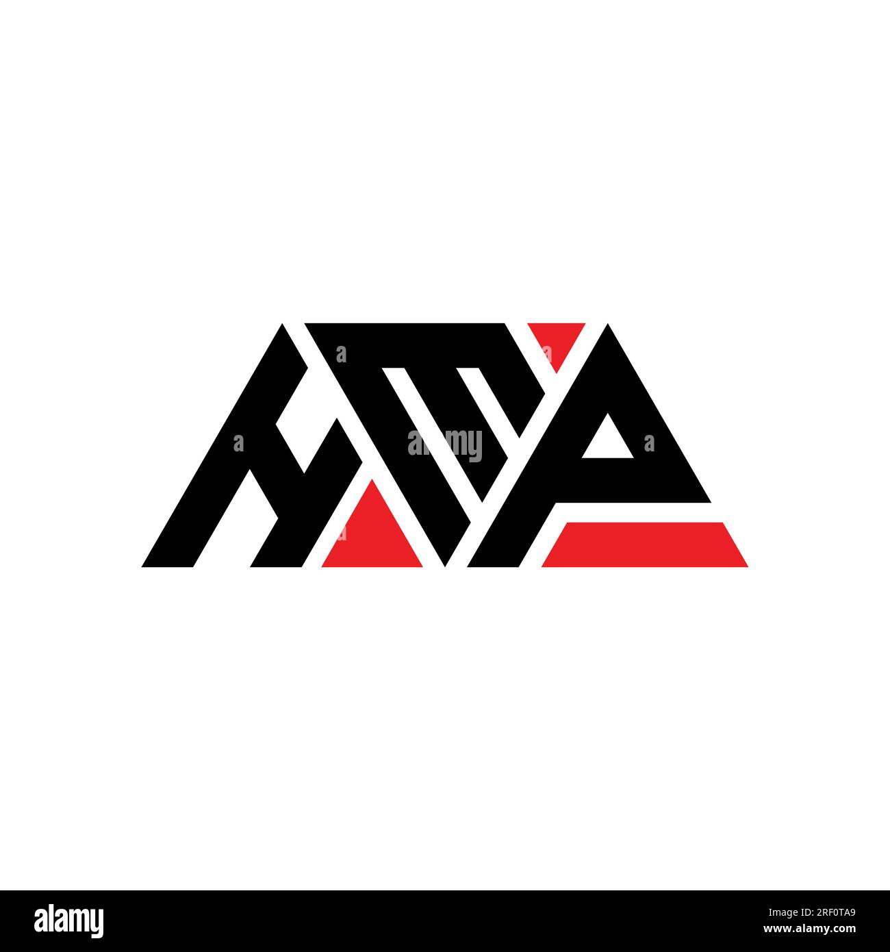 HMP-Logo mit Dreiecksbuchstaben und Dreiecksform. HMP Dreieck Logo Design Monogramm. HMP-dreieckige Vektor-Logo-Vorlage mit roter Farbe. HMP Triangul Stock Vektor