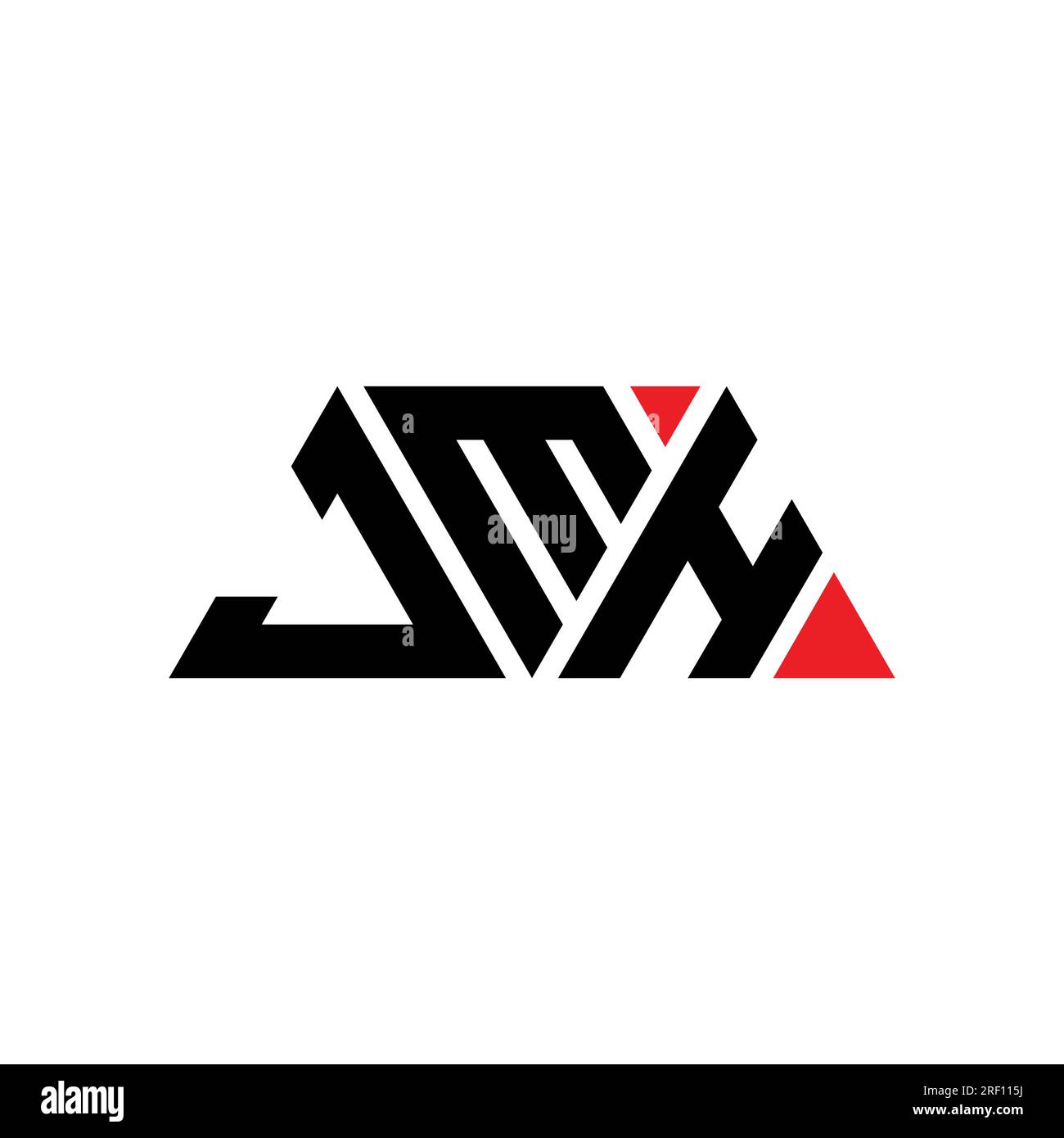 JMH-Logo mit Dreiecksbuchstaben und Dreiecksform. Monogramm mit JMH-Dreieck-Logo. JMH-dreieckige Vektorvorlage mit roter Farbe. JMH-Triangul Stock Vektor