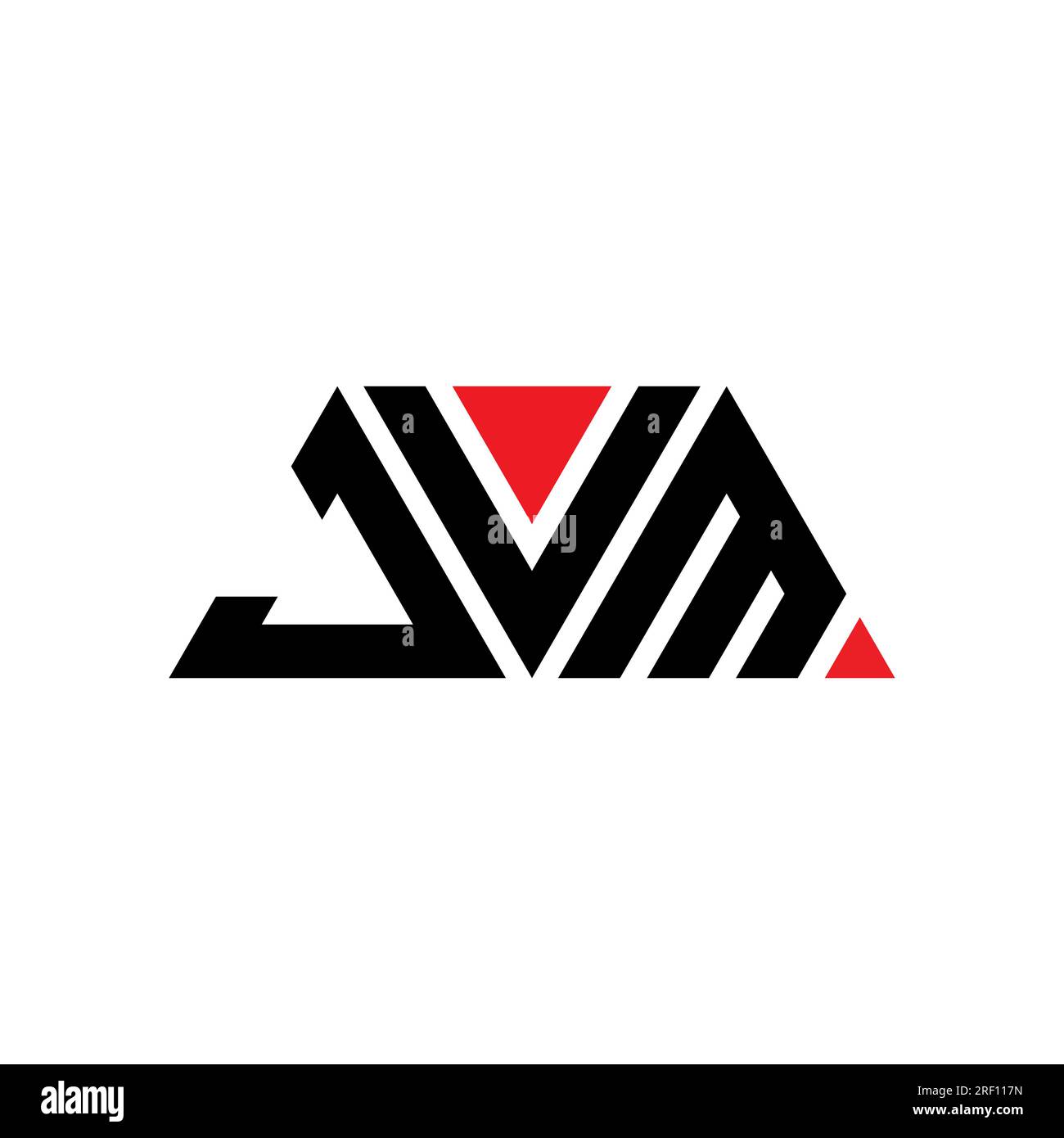JVM-Logo mit Dreiecksbuchstaben und Dreiecksform. Monogramm mit JVM-Dreieckslogo. Vorlage für JVM-Dreiecksvektor-Logo in roter Farbe. JVM-Triangul Stock Vektor