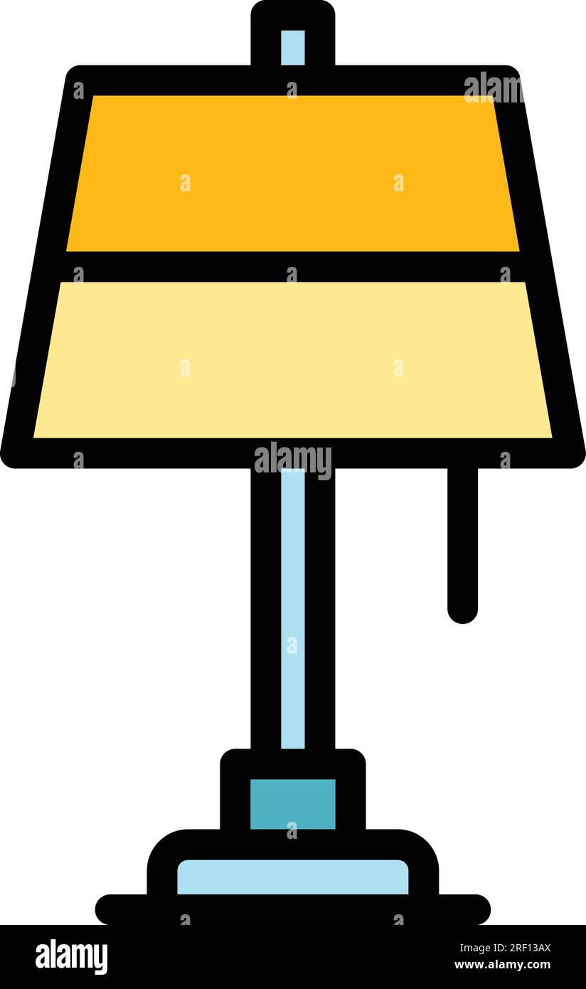 Konturvektor des Lampensymbols. Bodenleuchte. Innenmöbel in flacher Farbe Stock Vektor
