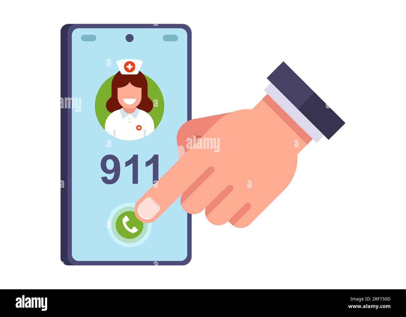 Rufen Sie die 911-to-Rufen Sie einen Arzt.-Vektorgrafik an. Stock Vektor