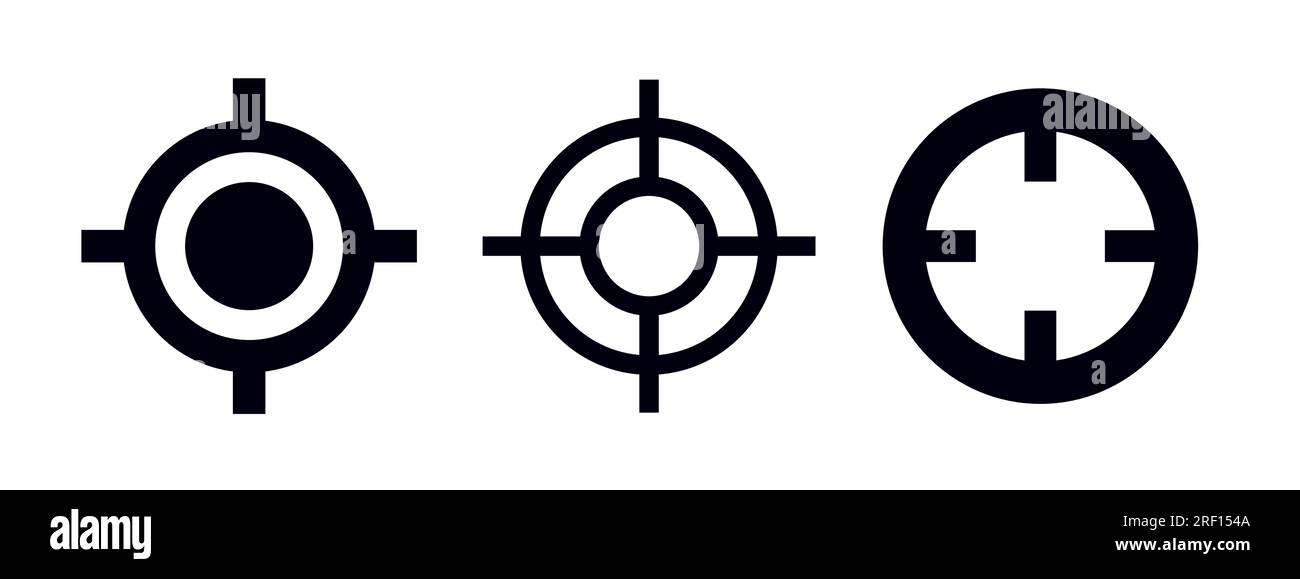 Verschiedene Fadenkreuze zielen auf Symbole ab, die auf Zielvektoren ausgerichtet sind Stock Vektor