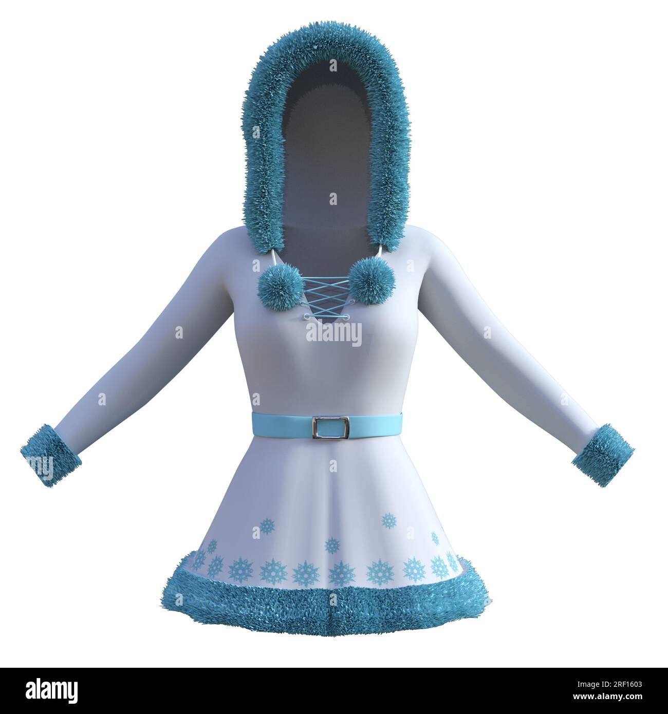 Winterjacke/Kleid isoliert auf Weiß, 3D-cm-Rendering. Stockfoto