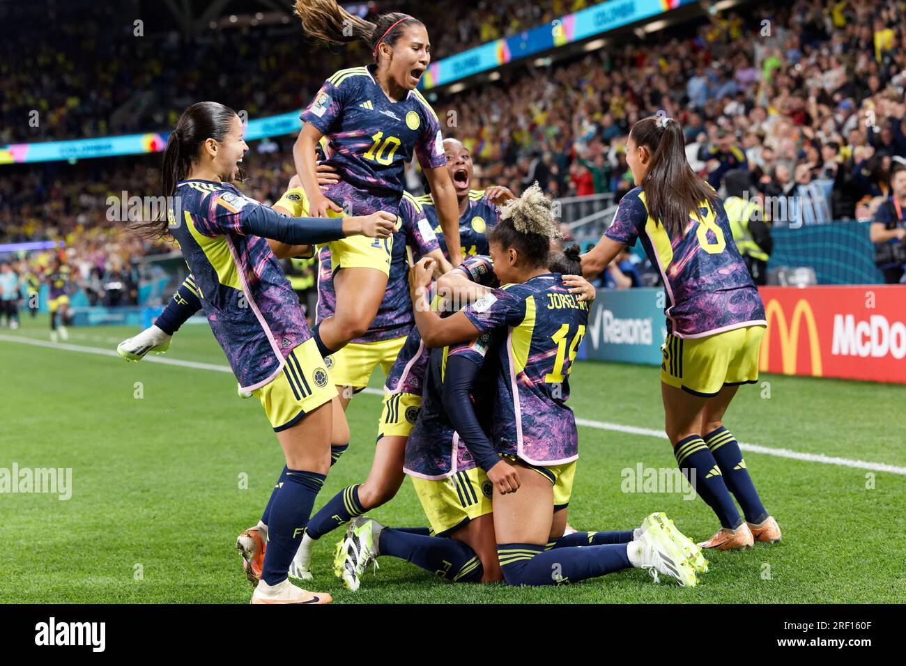 Sydney, Australien. 30. Juli 2023. Kolumbianische Spieler feiern am 30. Juli 2023 beim FIFA Women's World Cup 2023 Group H Match zwischen Deutschland und Kolumbien im Sydney Football Stadium in Sydney, Australien. Gutschrift: IOIO IMAGES/Alamy Live News Stockfoto