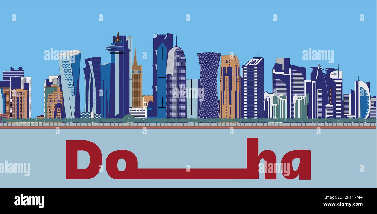 Stadtzentrum Von Doha Stock Vektor