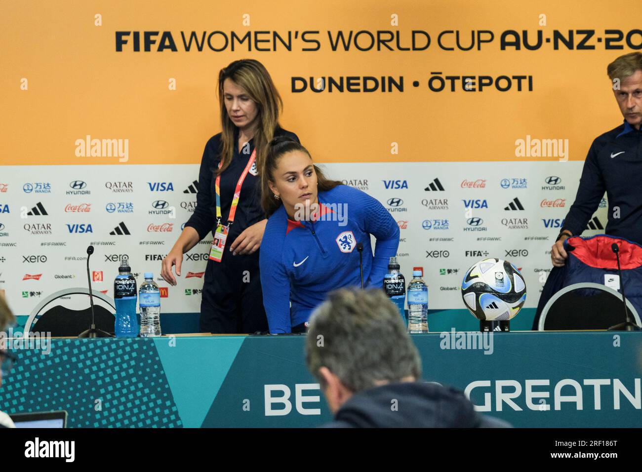 Dunedin, Neuseeland. 31. Juli 2023 FIFA Frauen-Weltmeisterschaft 2023 Gruppe E – Vietnam gegen Niederlande Pressekonferenz vor dem Spiel mit Cheftrainer Andries Jonker und Forward Lieke Martens. Dat Do/Alamy Live News. Stockfoto