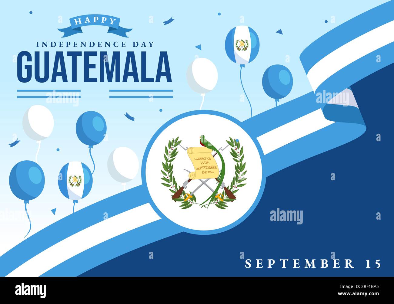 Guatemala Independence Day Vector Illustration am 15. September mit Waving Flag Background in National Holiday Flat Cartoon handgezeichneten Vorlagen Stock Vektor