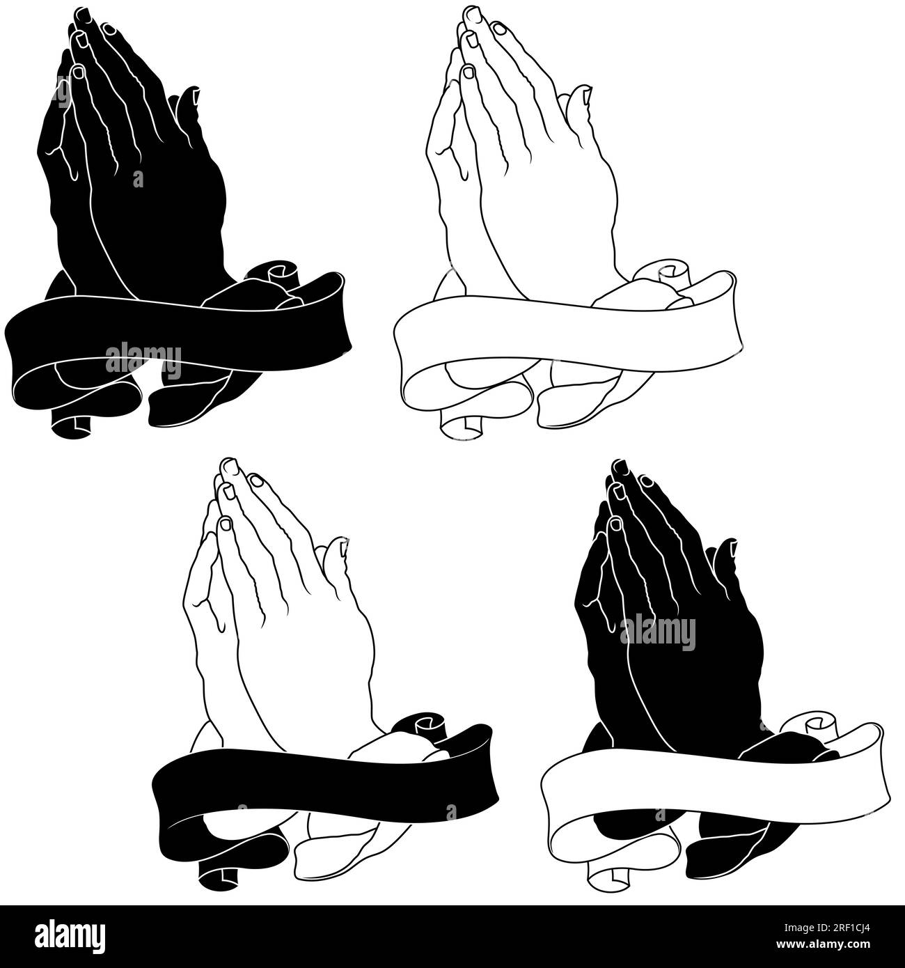 Vektordesign von gebetenden Händen, die Hände des Priesters beten zu gott Stock Vektor