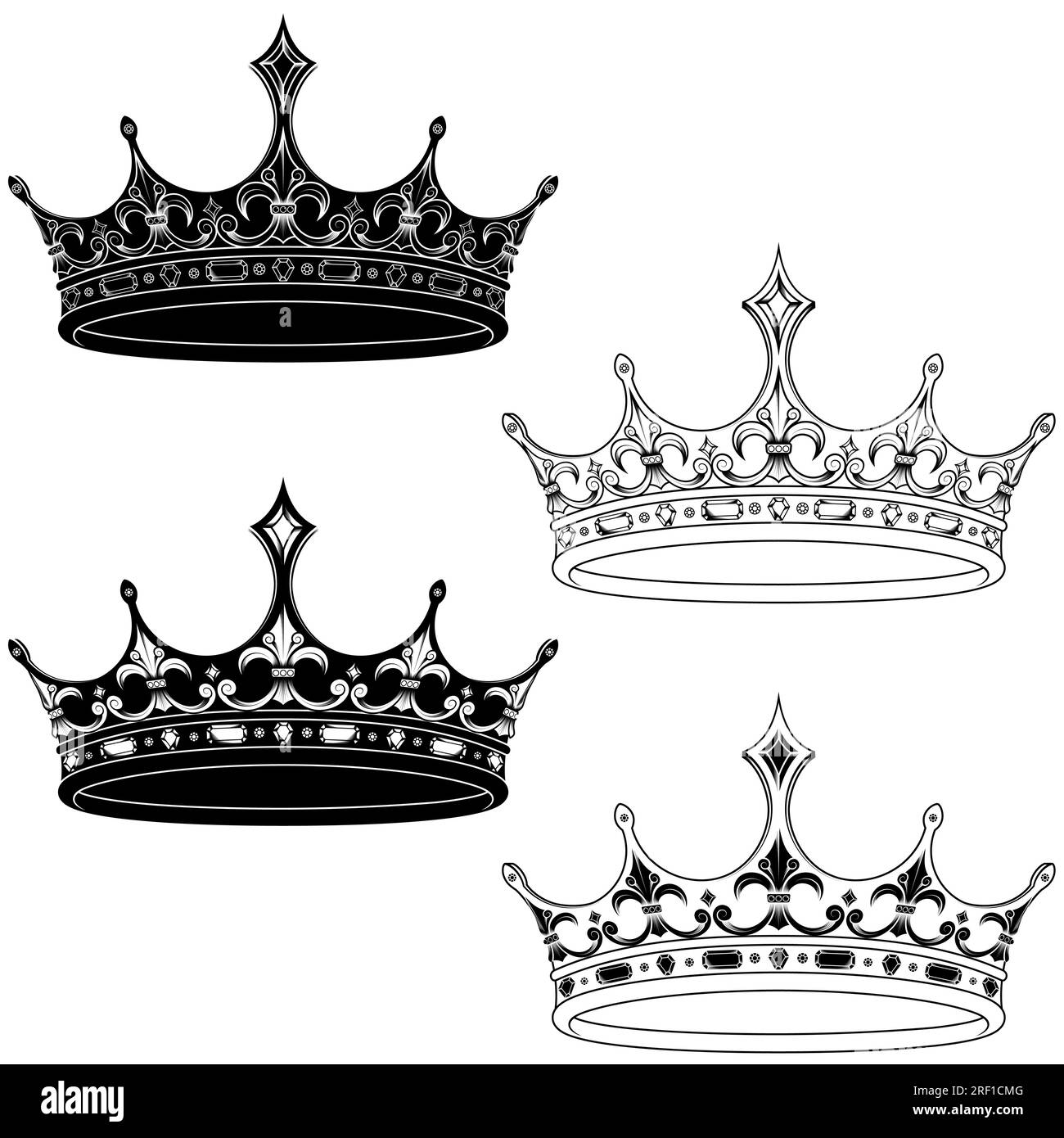 Vektordesign der goldenen Krone im mittelalterlichen Stil, Krone der europäischen Monarchie Stock Vektor