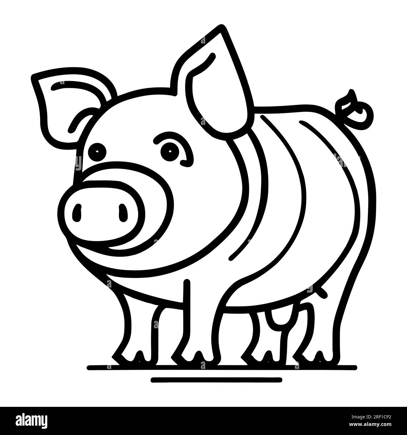 Abbildung des von Hand gezeichneten Pig-Konturen eines freien Vektors Stock Vektor