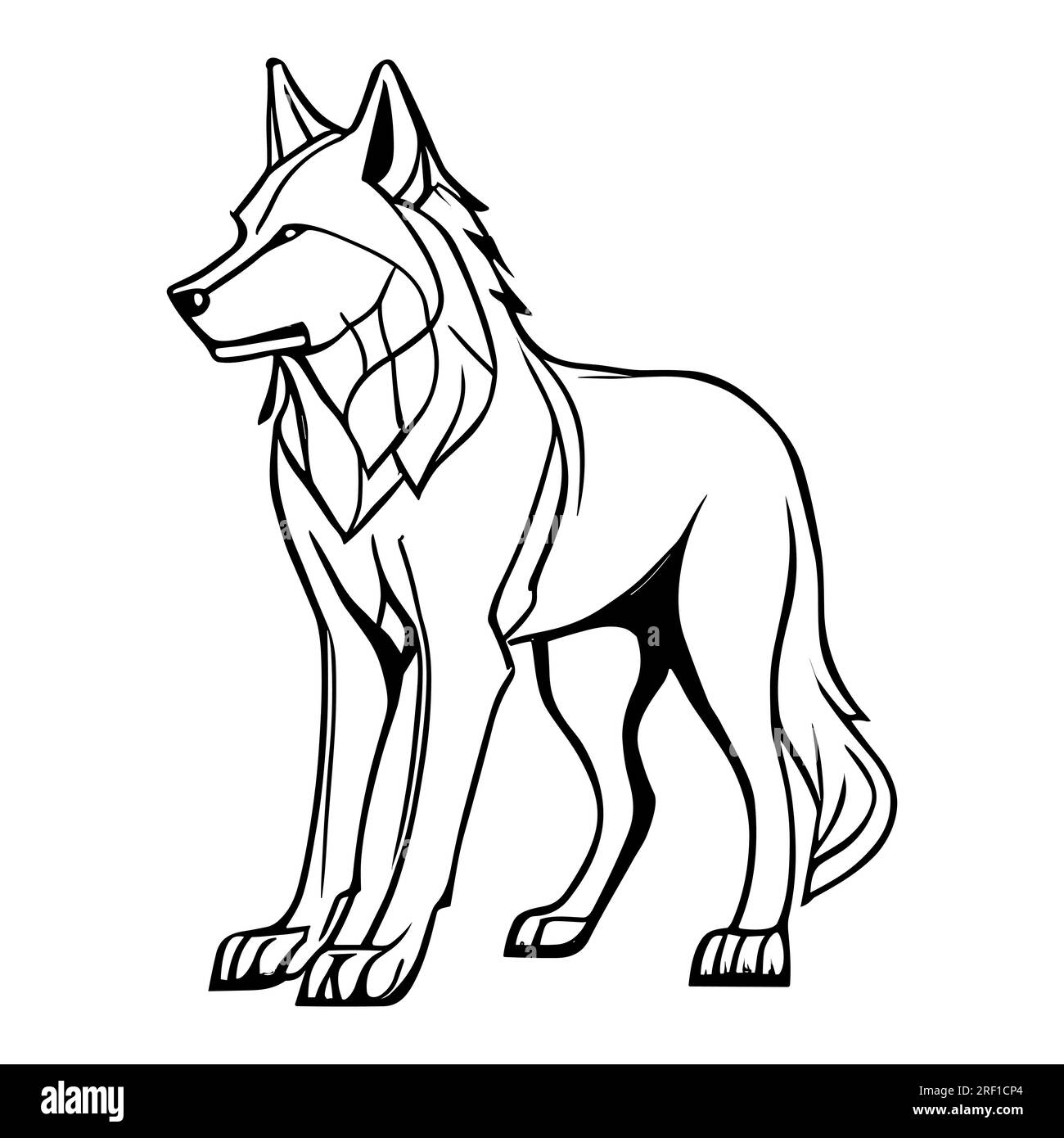 Freie Vektordarstellung von Hand gezeichneter Wolfskontur Stock Vektor