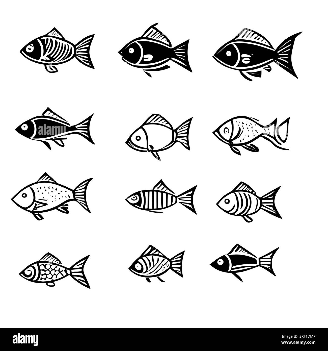 Klassische handgezogene Fischkollektion. Stock Vektor