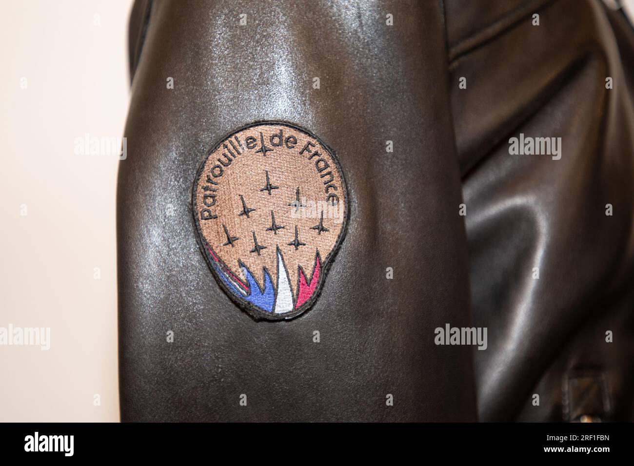 Bordeaux , Frankreich - 07 28 2023 : patrouille de France-Emblem der besten Flugzeuge des französischen Spezialisten für Luftdemonstrationen Stockfoto