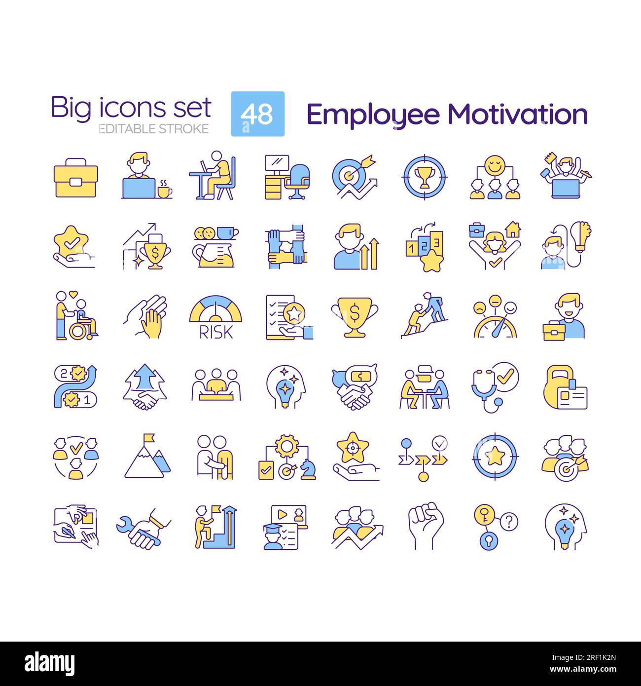 Mitarbeitermotivation RGB-Farbsymbole festgelegt Stock Vektor