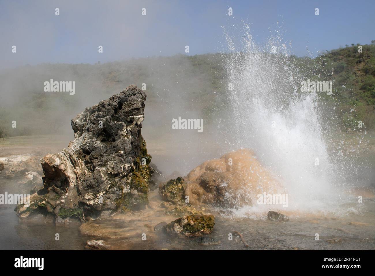 Heiße Quellen und Geysire am Lake Bogoria in Kenia Stockfoto