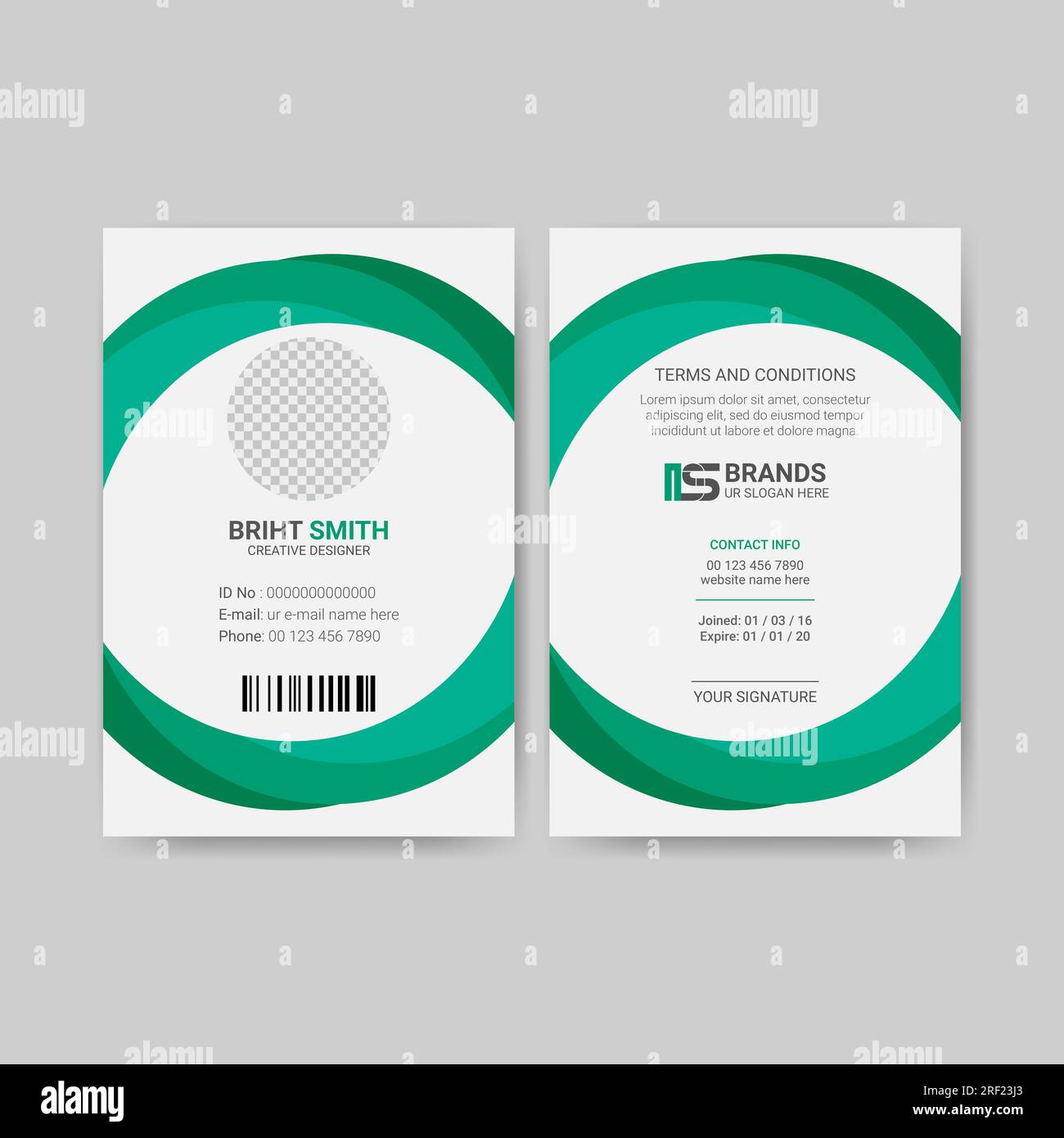 Professionelles, kreatives, einfaches Design für ID-Karten für Unternehmen und Unternehmen Stock Vektor
