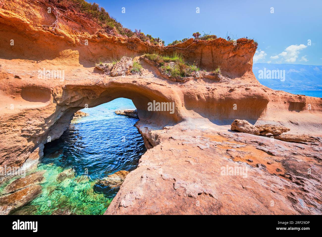 Kefalonia, Griechenland. Paralia Amandakis ist ein malerischer Strand auf der Insel Cephalonia, griechisch-Ionisches Archipel Stockfoto