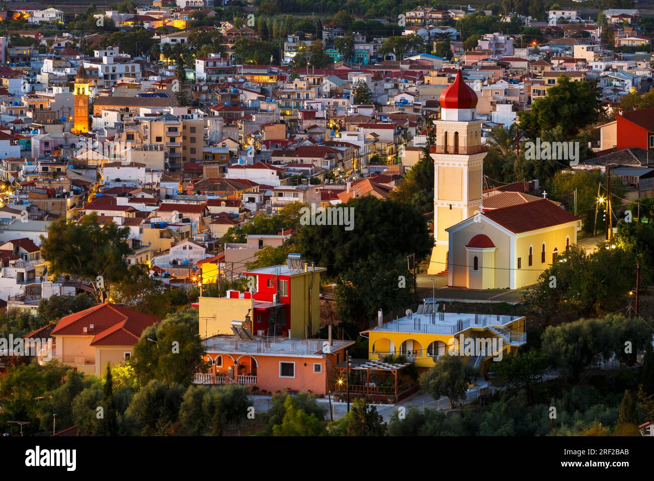 Die Stadt Zakynthos ab Bochali Sicht gesehen, Griechenland. Stockfoto