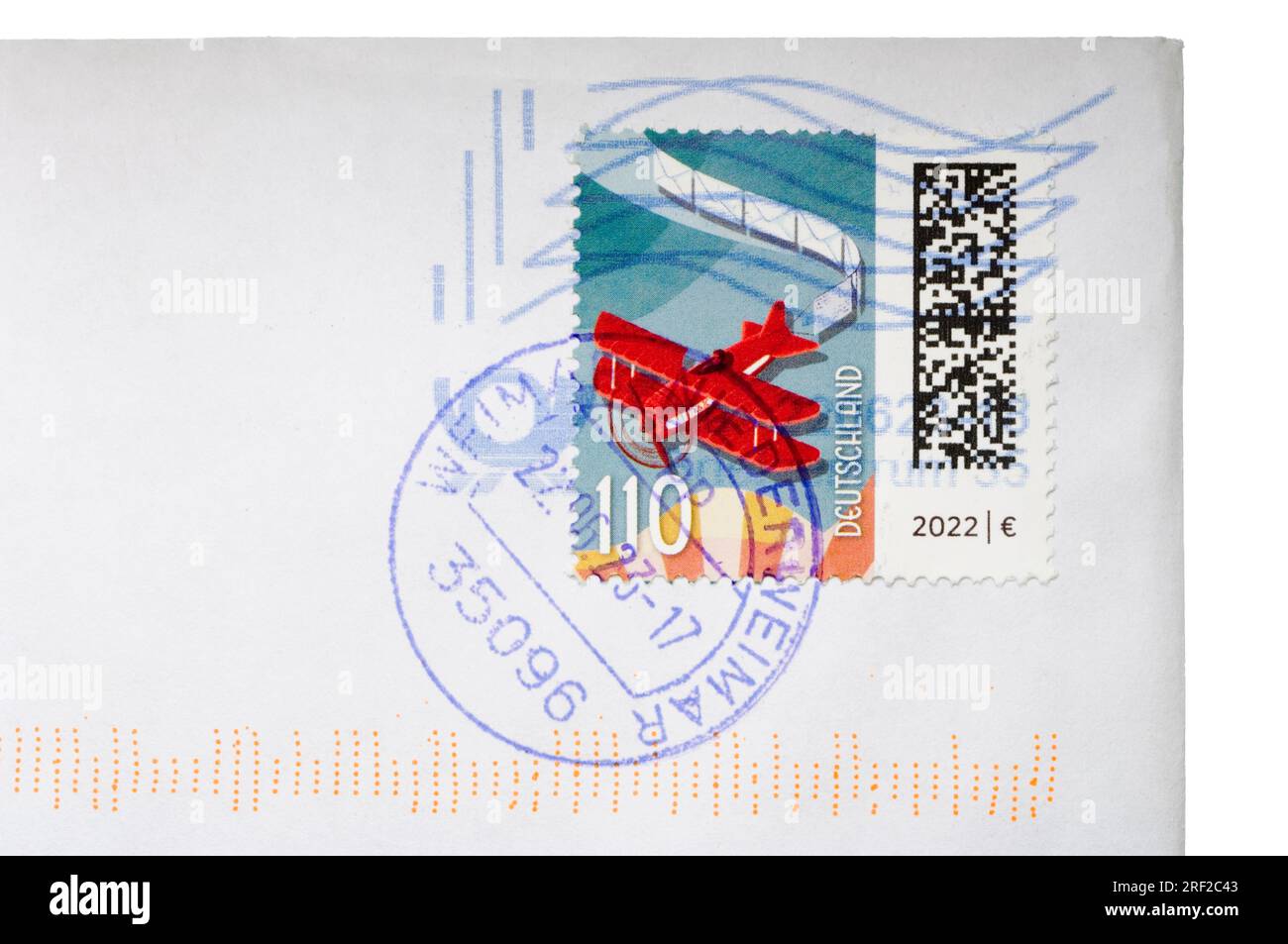 Stempel auf Brief aus Deutschland Stockfoto