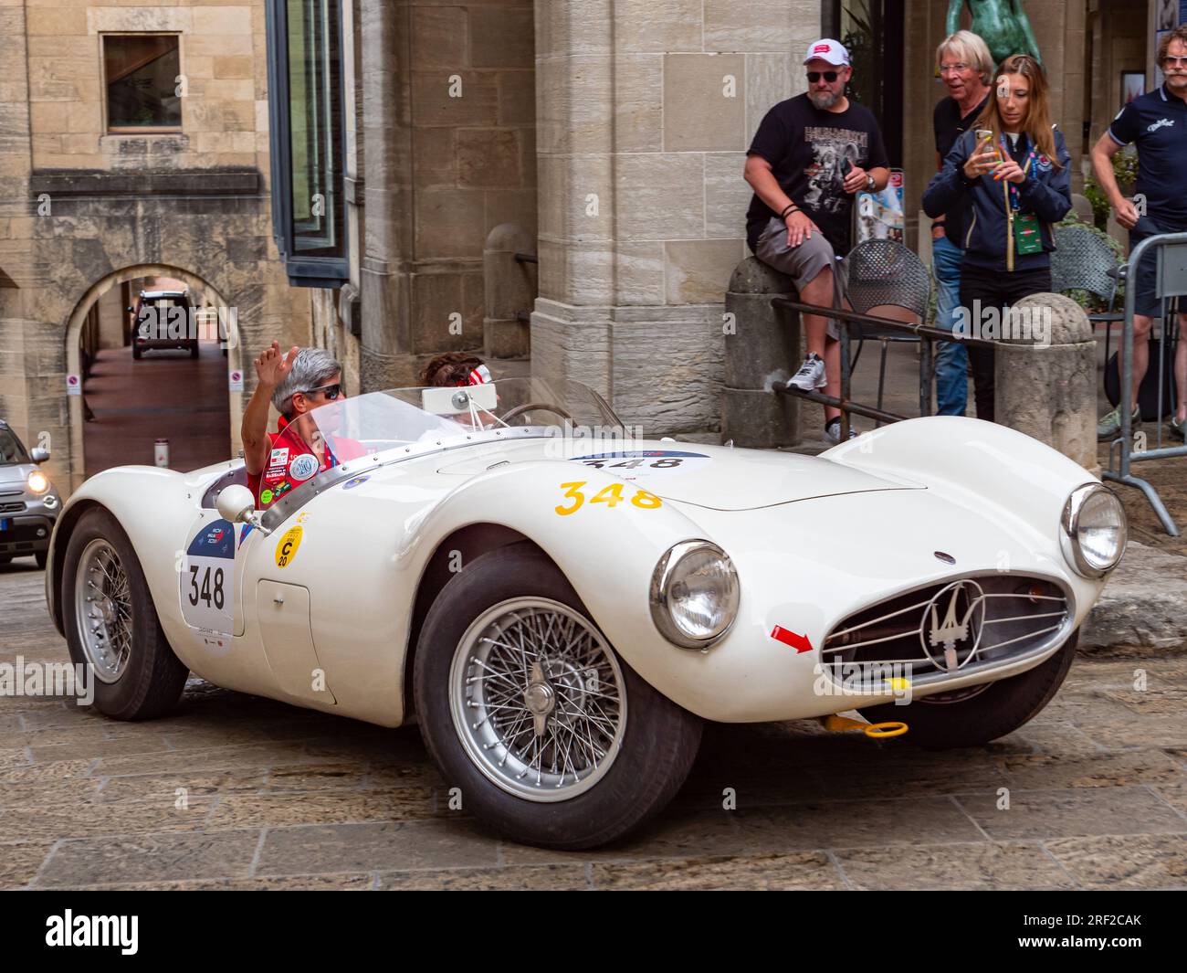 1955 MASERATI A6 GCS/53 SPIDER FANTUZZI, Mille Miglia 2023, day2 in San Marino Stockfoto