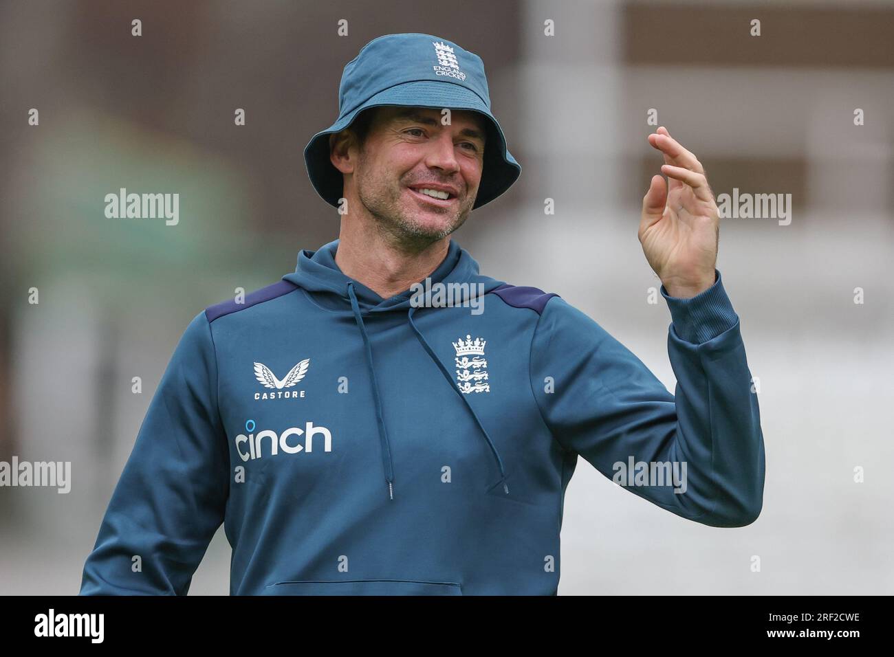 James Anderson of England während der LV= Insurance Ashes Fifth Test Series Day Five England gegen Australia at the Kia Oval, London, Großbritannien, 31. Juli 2023 (Foto von Mark Cosgrove/News Images) Stockfoto