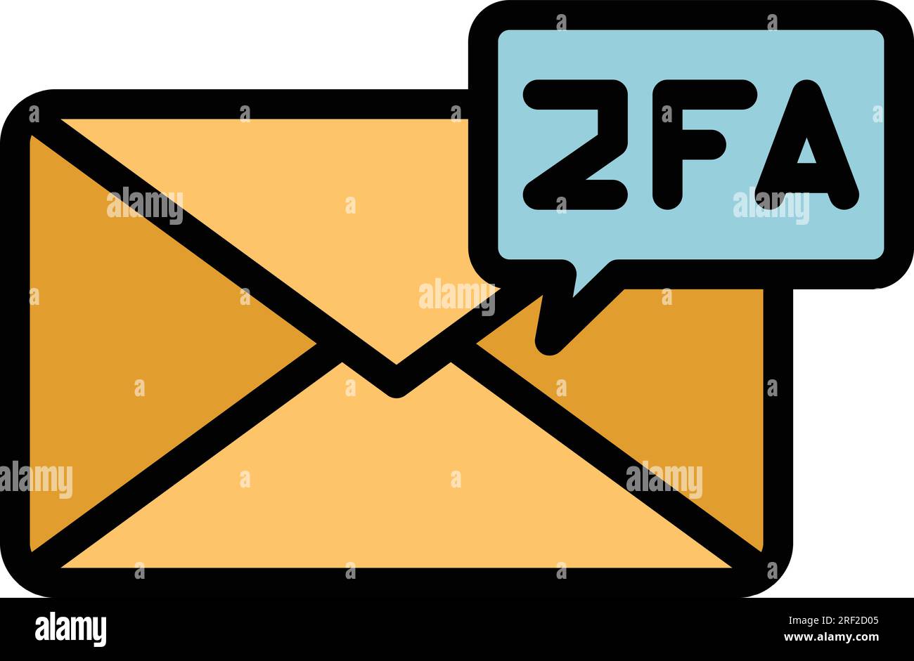 Postweg des Symbols für die zwei-Faktor-Authentifizierung. Bestätigungskennwort. SMS-Code-Farbe flach Stock Vektor