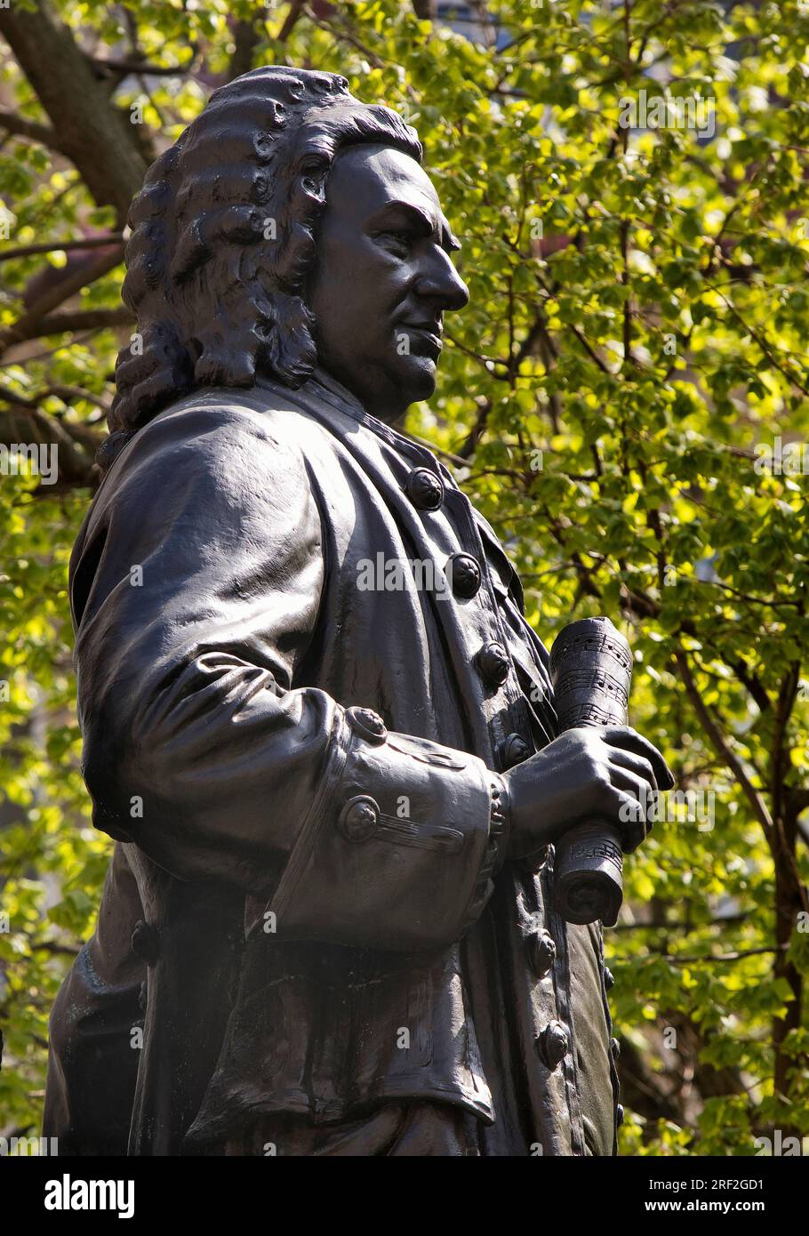 Statue von Johann Sebastian Bach am Thomaskirchhof, Deutschland, Sachsen, Leipzig Stockfoto