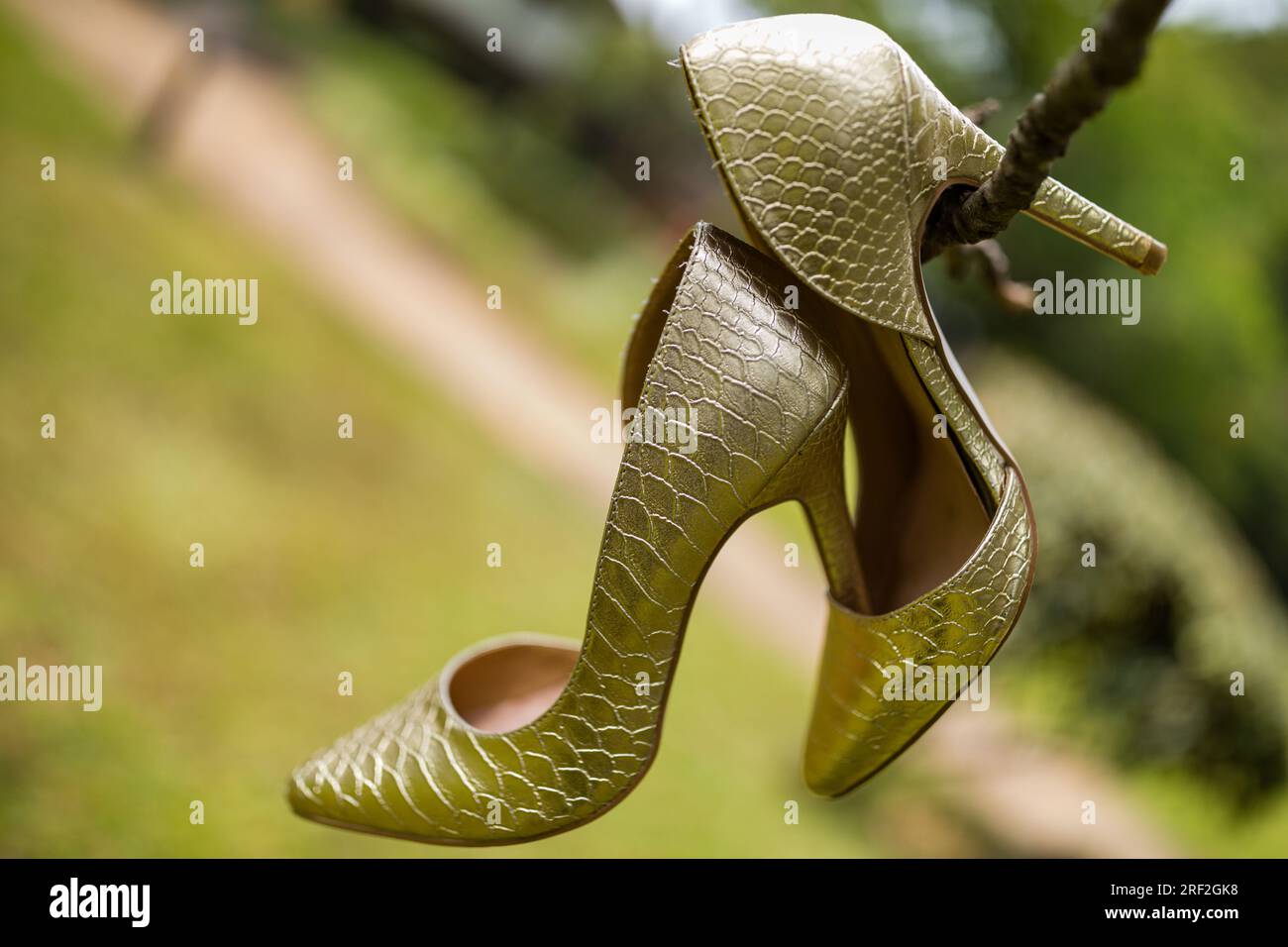 Braut wunderschöne atemberaubende Schuhe Hochzeit Stockfoto