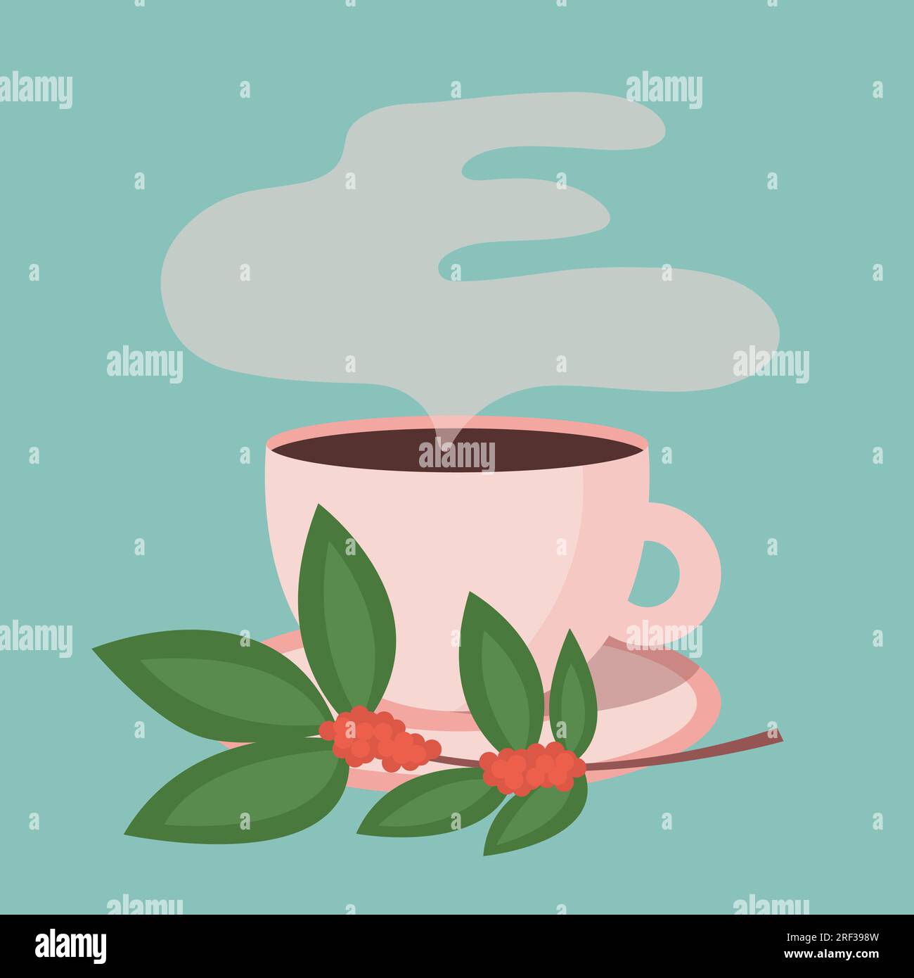 Kaffeetasse mit Rauch und Kaffeebohne Stock Vektor