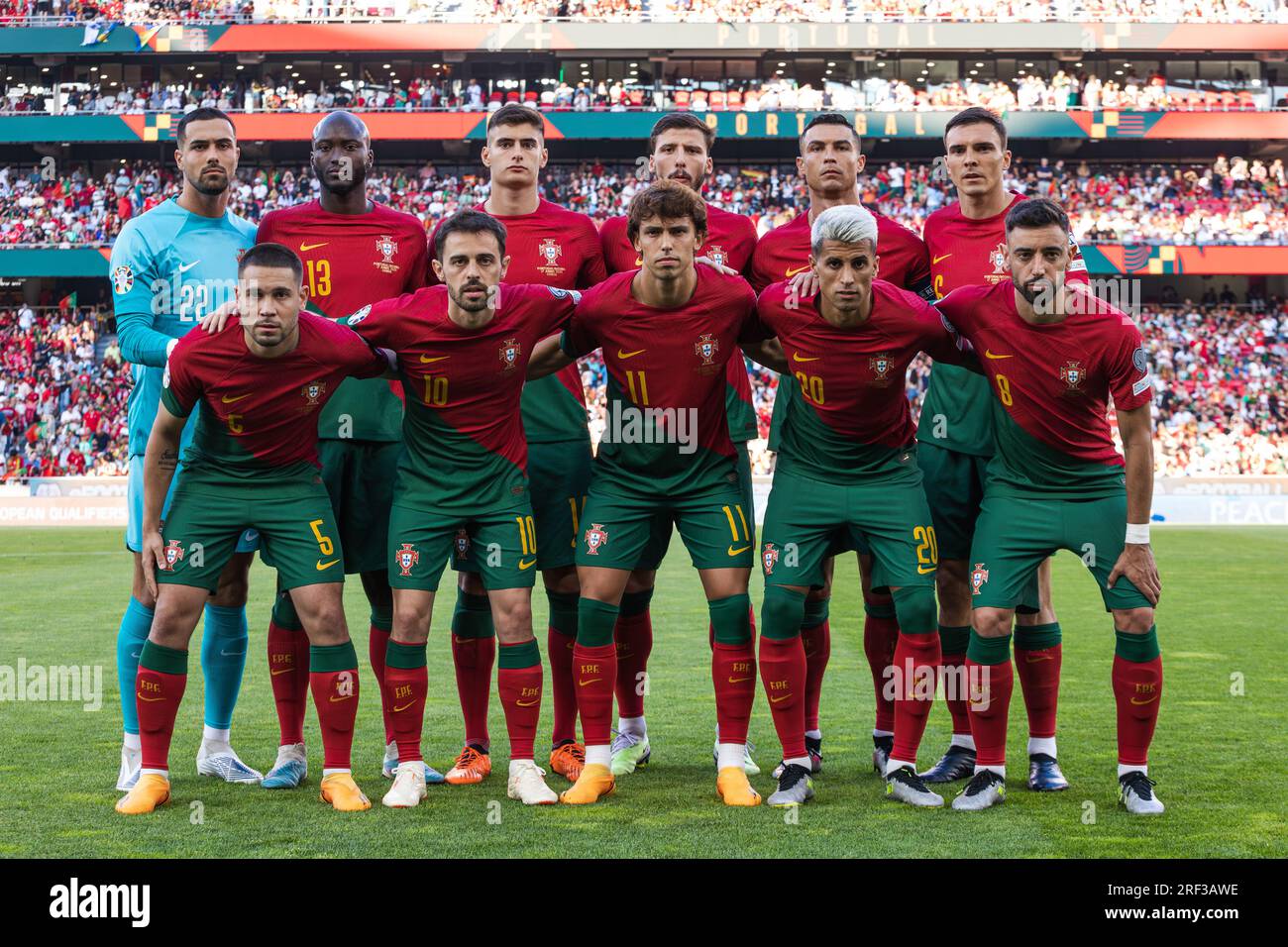 Portugiesische Mannschaft während des UEFA Euro 2024 Qualifikationsspiels zwischen Nationalmannschaften Portugals und Bosnien und Herzegowina im Estadio Da Luz, Lissabon, Por Stockfoto