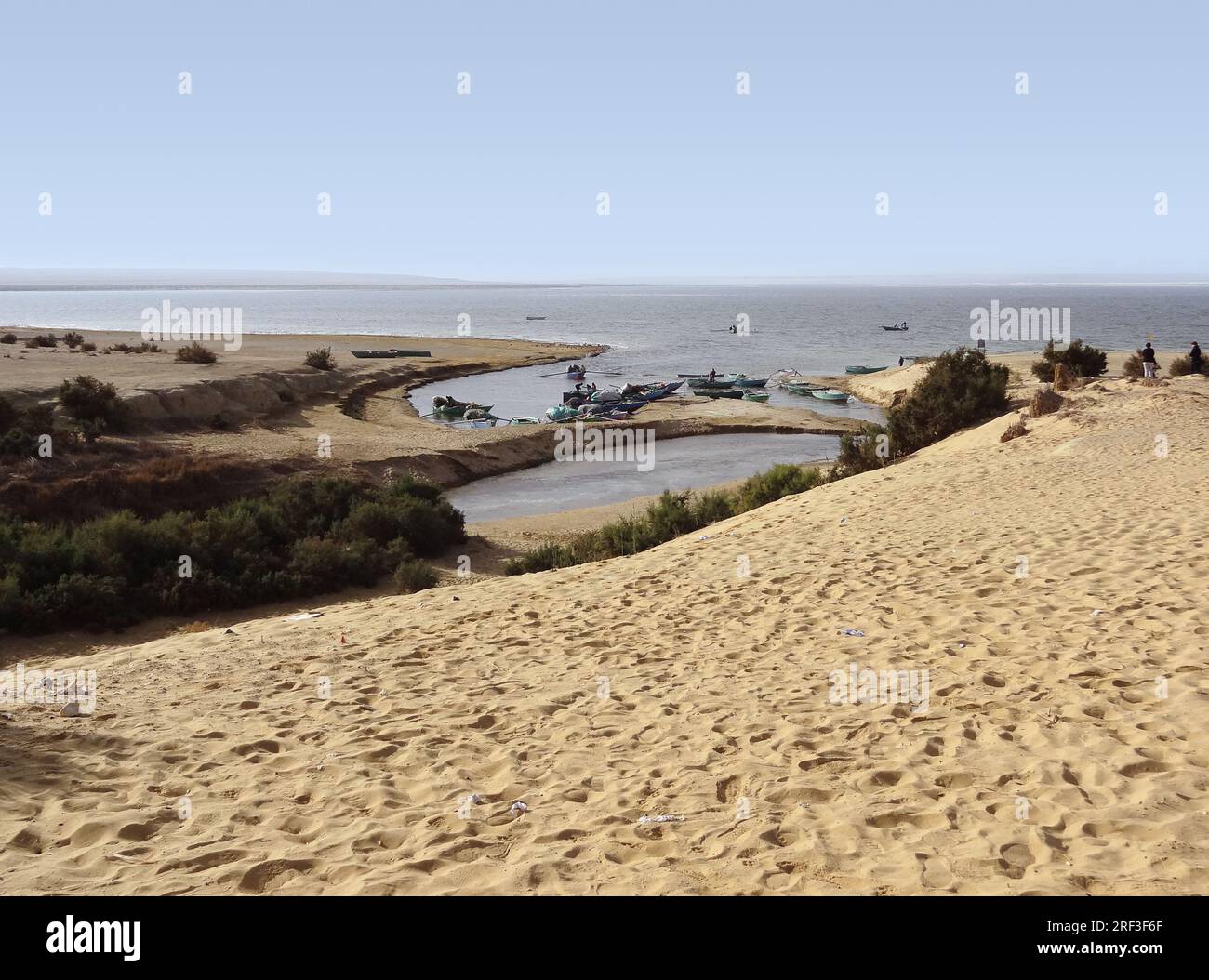 Sonnige Landschaft am See Moeris in Ägypten Stockfoto