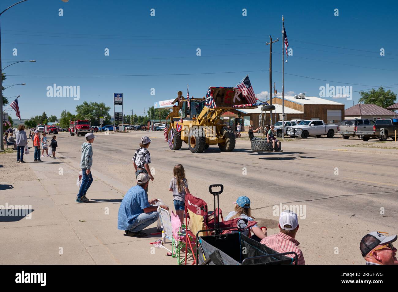 4. Juli Unabhängigkeitstag Parade irgendwo in Wyoming, Vereinigte Staaten von Amerika Stockfoto
