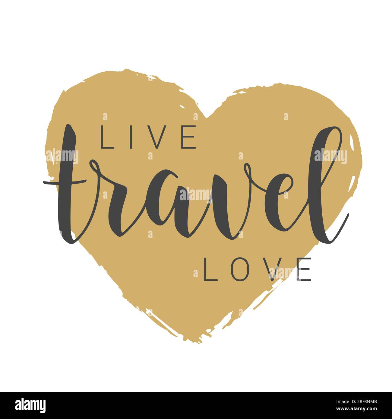 Vektordarstellung. Handgeschriebene Schriftzeichen von Live Travel Love. Vorlage für Banner, Karte, Etikett, Postkarte, Poster, Aufkleber, Druck oder Webprodukt. Stock Vektor