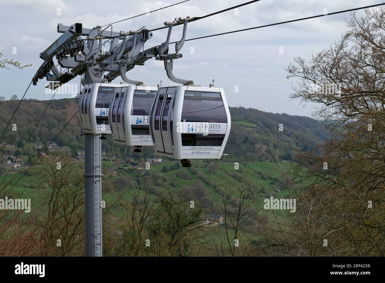 Cable Cars at the Heights of Abraham, Matlock Bath, Derbyshire, England, Großbritannien Stockfoto