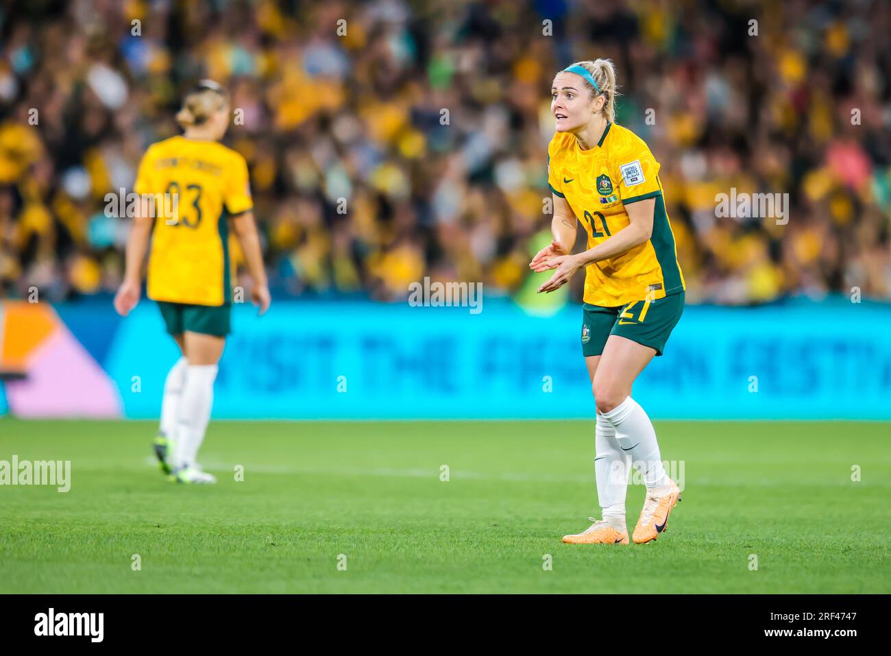 BRISBANE, AUSTRALIEN - JULI 27: Australien spielt Nigeria bei der FIFA Frauen-Weltmeisterschaft A. Stockfoto