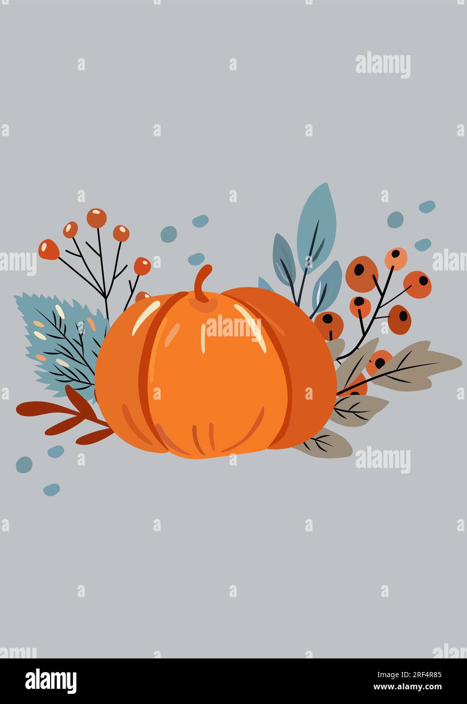 Herbstbanner mit Kürbisgemisch und bunten Blättern, rote Beere. Perfekt für Web, Banner, Karten und Thanksgiving. Vektordarstellung Stock Vektor