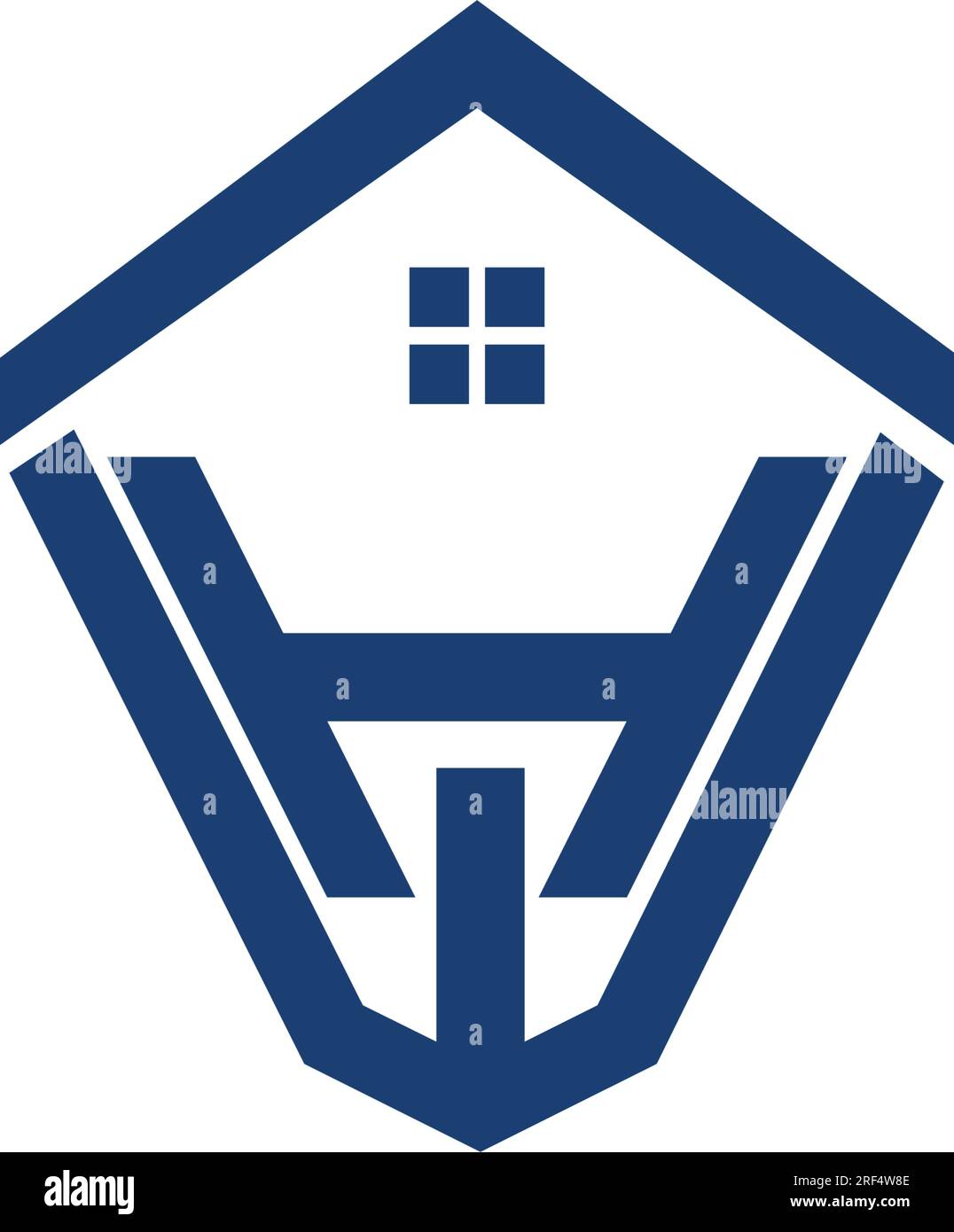 Schriftzug WH-Logo-Konstruktion, Haus, Immobilien, Gebäude, Immobilien. Minimalistisches, angesagtes professionelles Logo-Design auf schwarzem Hintergrund Stock Vektor