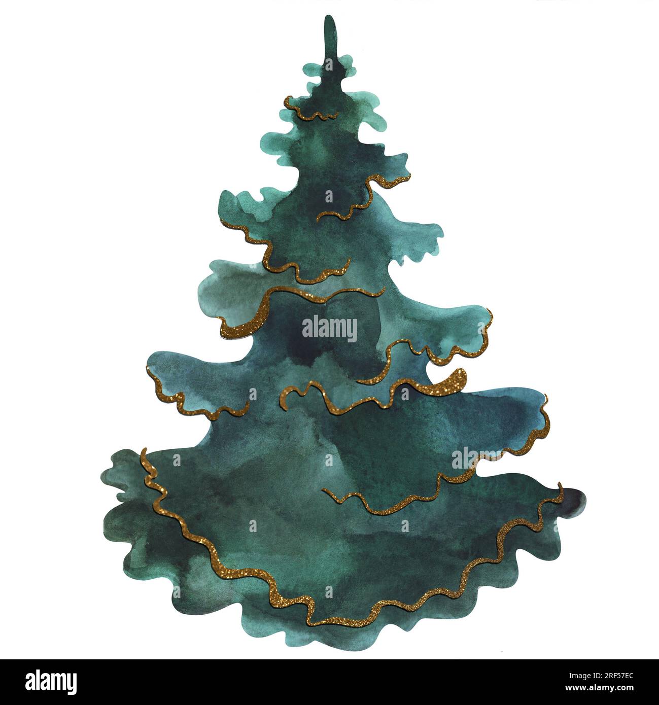 Aquarell-weihnachtsbaum. Kiefer. Isolierte Darstellung. Clipart (Clipart). Rasterdarstellung für Verpackung, Grußkarten und Geschenkpapier, Geschenke, Poster Stockfoto