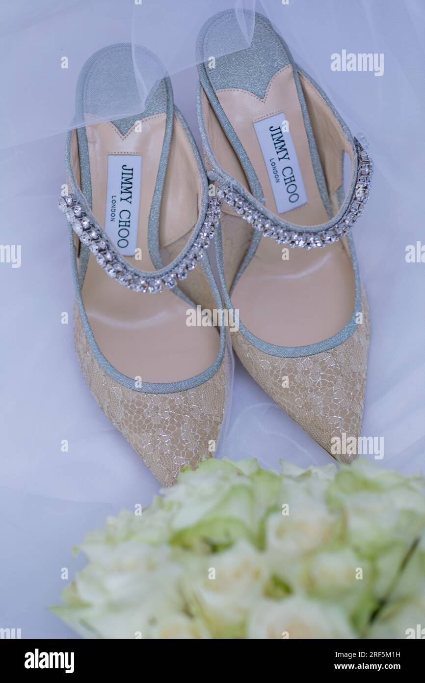 Hochzeit Braut Schuhe Details Textur schöne bunte modische kenianische Braut Accessoires in Nairobi City County Kenia Ostafrika Hochzeiten C Stockfoto