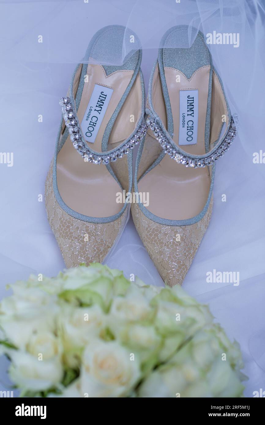 Hochzeit Braut Schuhe Details Textur schöne bunte modische kenianische Braut Accessoires in Nairobi City County Kenia Ostafrika Hochzeiten C Stockfoto