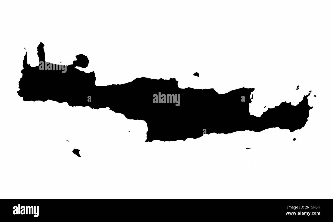 Die Silhouette der Karte der Insel Kreta auf weißem Hintergrund, Griechenland Stock Vektor