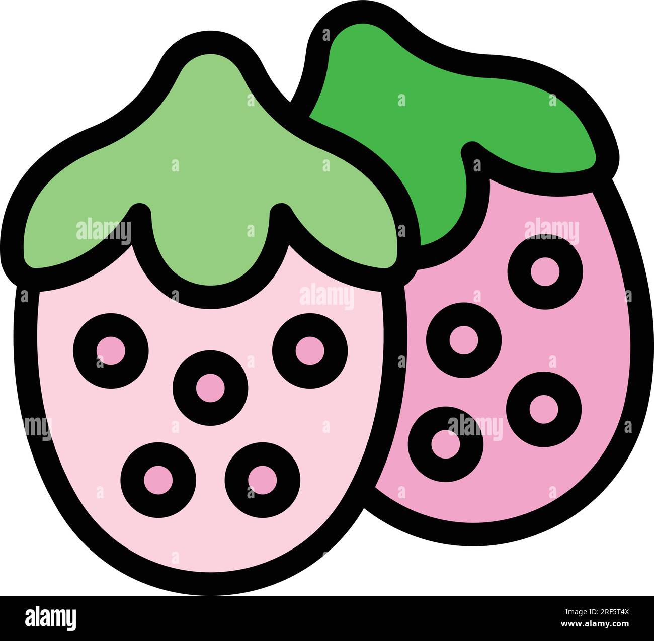 Umrissvektor des Erdbeergelee-Symbols. Süßes Obst. Die Farbe des Bonbon-Gummis ist flach Stock Vektor