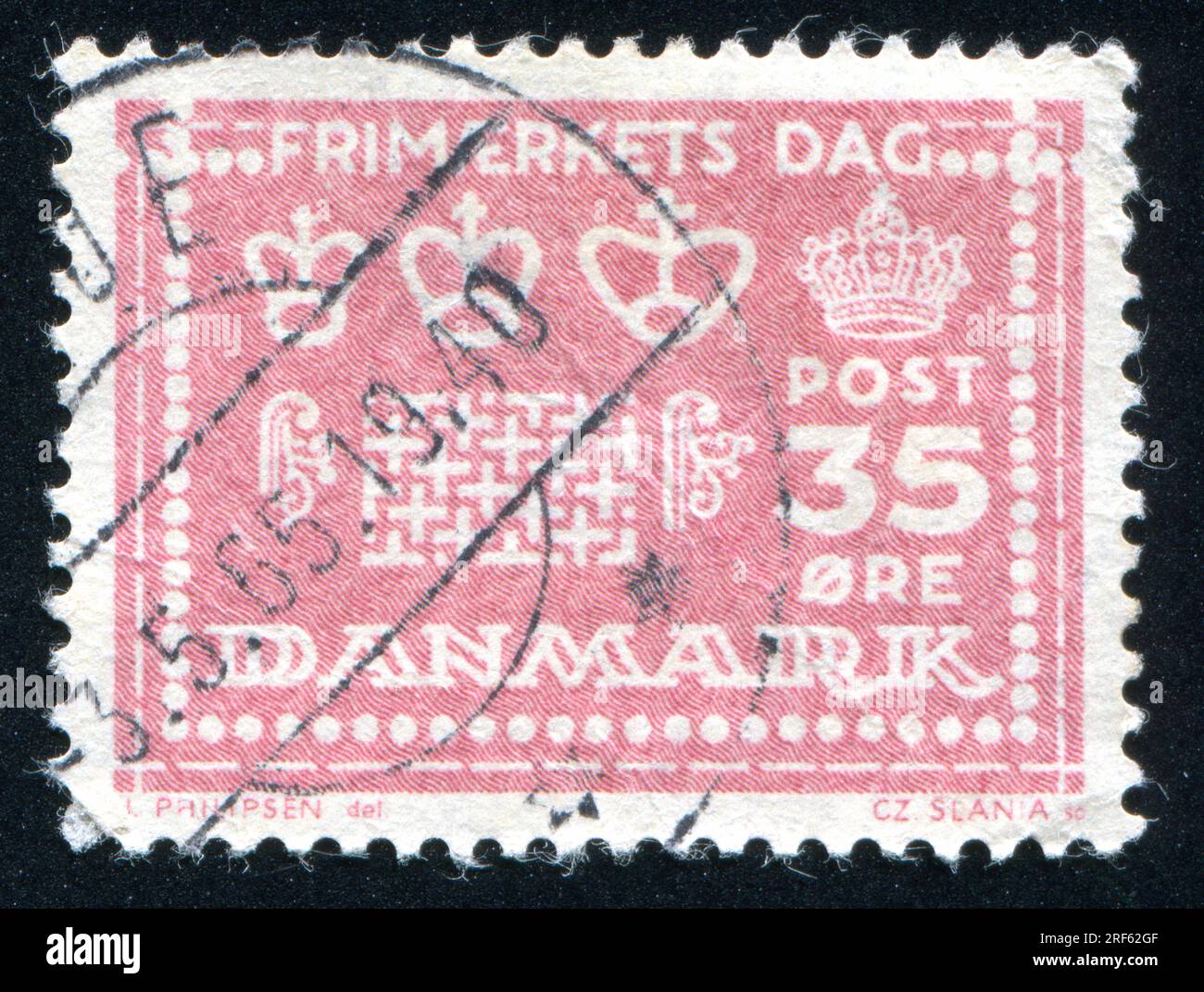 DÄNEMARK - CIRCA 1940: Stempel gedruckt von Dänemark, zeigt den dänischen Stempel, circa 1940 Stockfoto