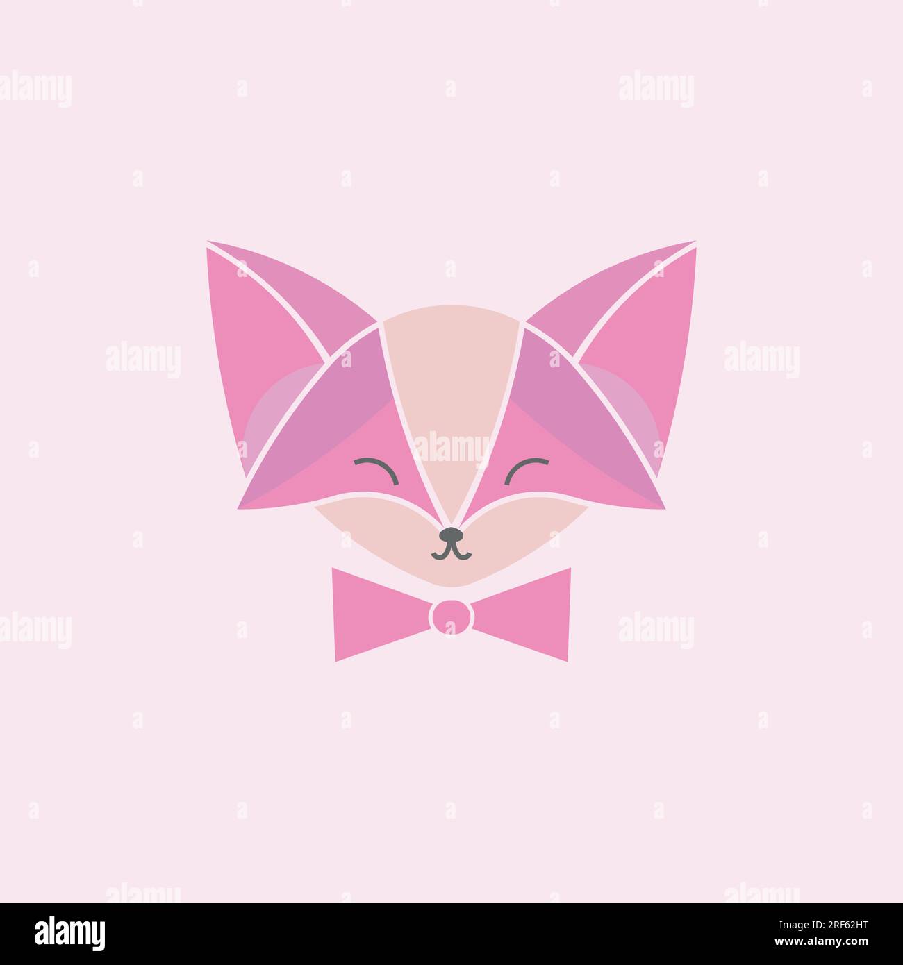 Süßes Fuchs-Logo in Rosa für Kinderdekor Stock Vektor