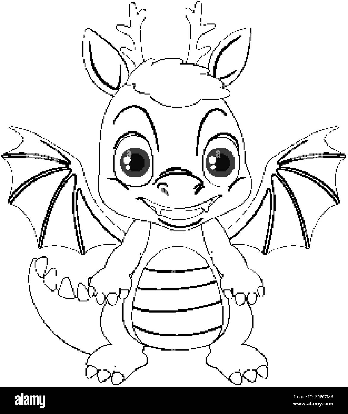 Drachen-Zeichentrickfilm Doodle Malfigur-Illustration Stock Vektor