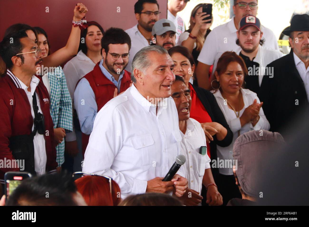 Nicht exklusiv: 30. Juli 2023 in Nezahualcóyotl, Mexiko: Der Kandidat für die Koordination der Verteidigung der Transformation; Adan Augusto Lopez, atten Stockfoto